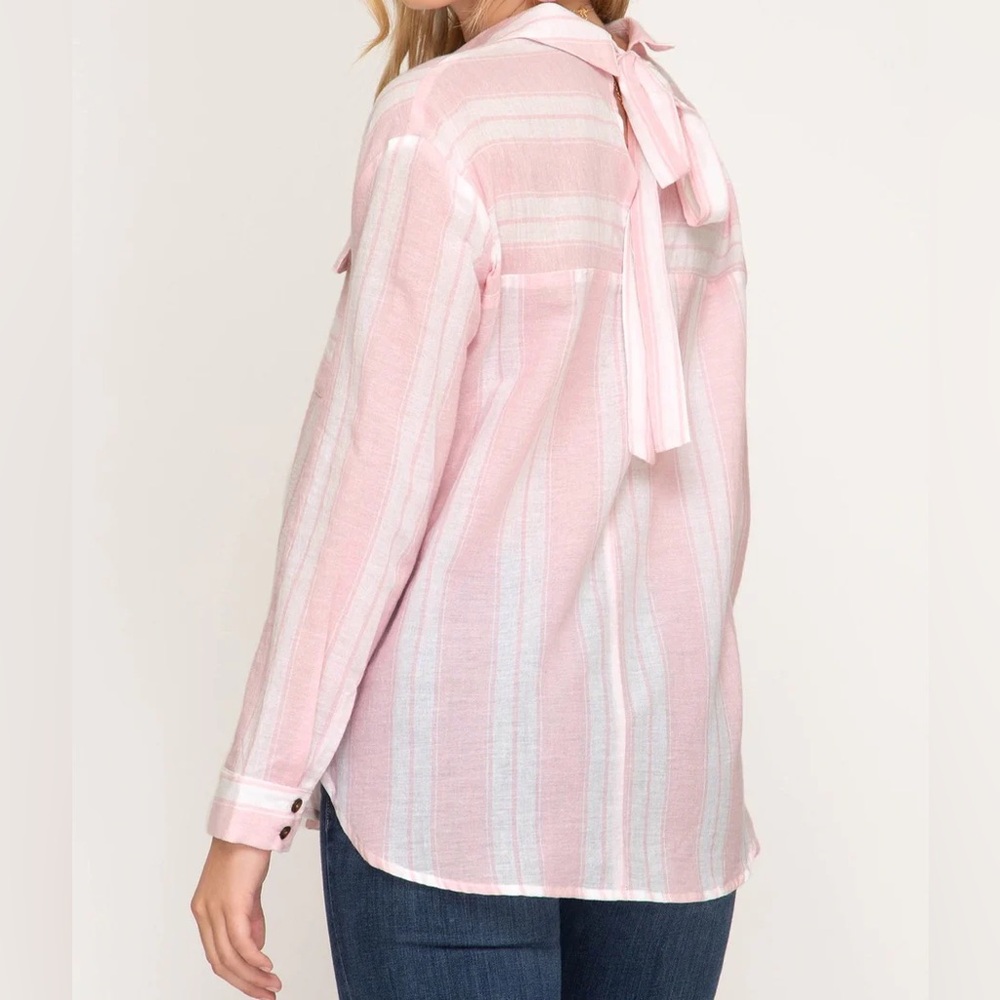 She + Sky KATY Button Down Shirt (PINK)